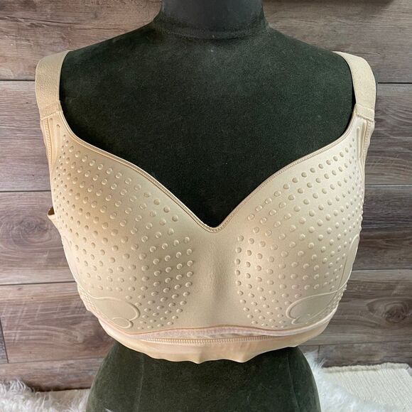 Peach Full Coverage Wireless Cups Bra Adjustable Strap Full Figure Size 6X READ - Picture 2 of 7